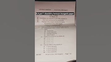 TMBU B.A part 1 chemistry honours     (inorganic paper) exam 2022 session 2021_24 #tmbu