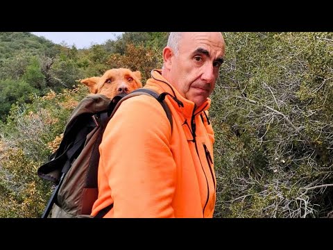Un cazador rescata de forma heroica a su perro, atrapado en un barranco casi inaccesible de Huesca