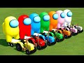 MINI TRACTORS OF COLORS ! AMONG US TRANSPORTING WITH TOY TRACTORS ! Farming Simulator 22 #8