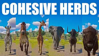 Animals that live in  cohesive herds Speed Races in Planet Zoo included Elephant, Giraffe, Bison