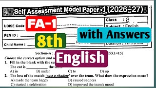 8th Class English FA-1 Self Assessment Model Paper 2026-27 | 8th English FA 1 Question Paper