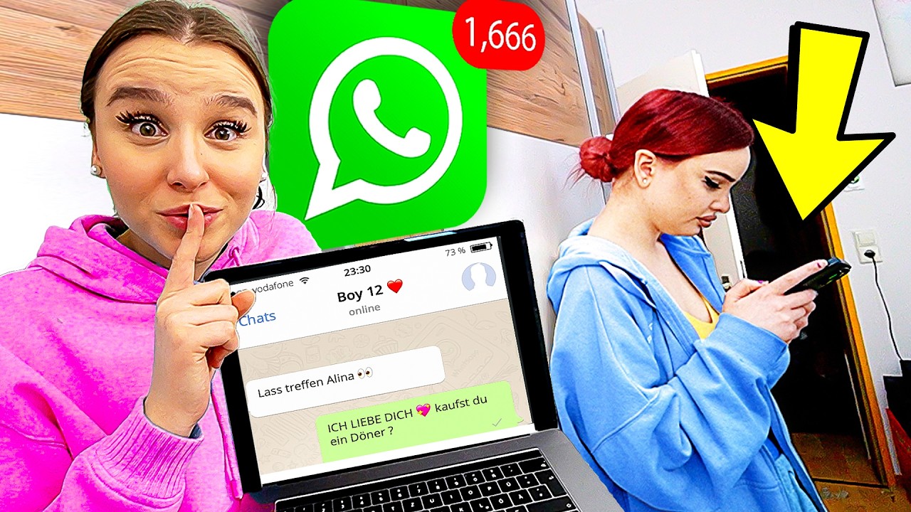 Schwester HEIMLICH beobachten 😳❤️‍🔥 durch iPhone ! (Mit Crush schreiben) - Celina