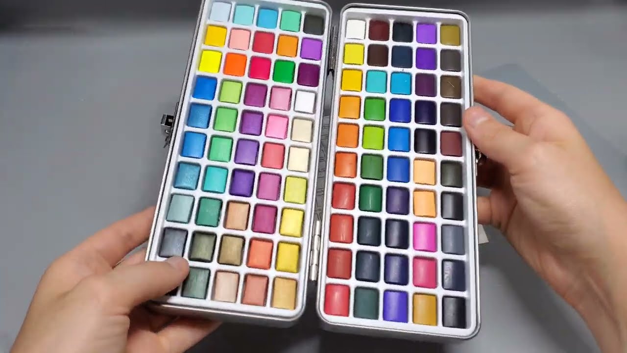 Unboxing Grabie 100 Watercolor Paint Set + Swatching + Floral