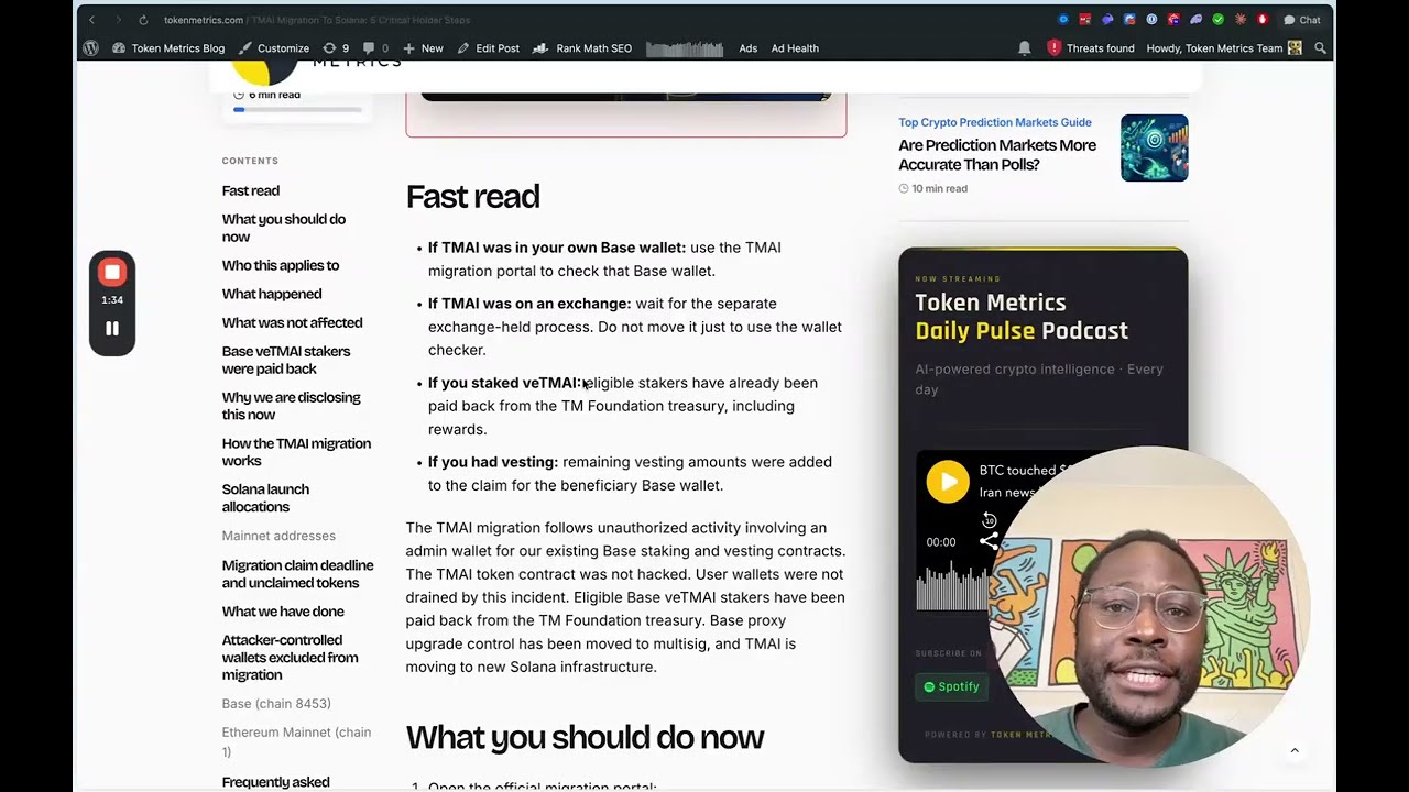Token Metrics TMAI migration video