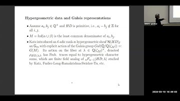 Hypergeometric functions, Galois representations, and modular forms | Winnie Li | SRNTC 2024
