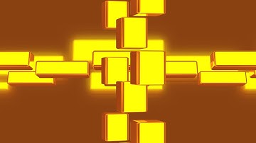 Abstract Geometric Background with Sets of Gold Blocks Spinning  - (Copyright free)
