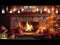 Cozy christmas eve piano sounds and fireplace ambiance in 4k