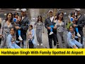Indian cricket spinner harbhajan singh with wife geeta basra and daughter  son spotted at airport