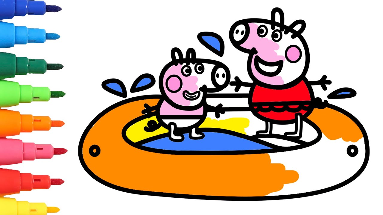 PEPPA PIG y GEORGE en la PISCINA 🐷🌞💦 Dibujos para colorear - thptnganamst.edu.vn