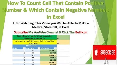 How To Count Cell That Contain Positive & Which Contain Negative Numbers, In Excel