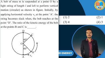 A bob of mass m is suspended at a point O by a light string of length l and left to perform vertical