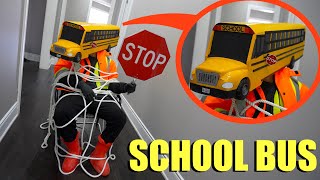 We Captured and UNMASKED School Bus Head at our house! (Face Reveal)