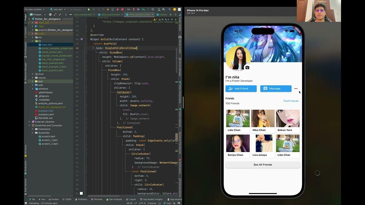 #15 អនុវត្តន៍ Stack Widget នៅក្នុង Flutter - Learn Flutter From Scratch ...