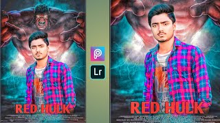 Picsart Editing || Red Hulk Photo Editing || PicsArt Background Change Editing || Upendra Editz ||
