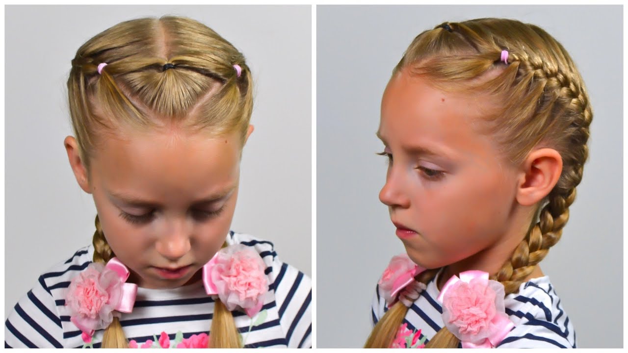 French Braids With Elastics Easy Elastic Back To School Hairstyle Little Girls Hairstyles 82 Lgh