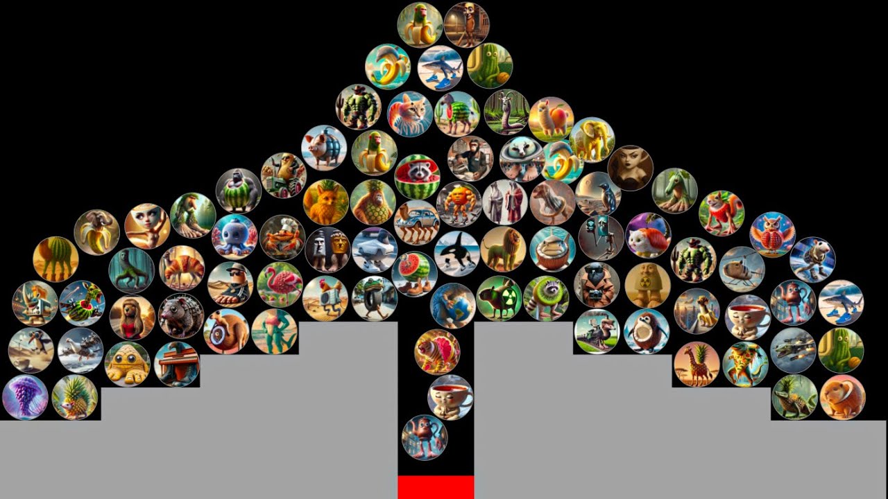 ALL 100 Italian Brainrot Survival Marble Race In Algodoo