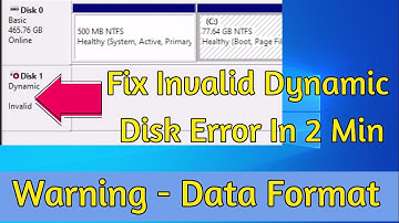 Repair Invaild Dynamic Disk Error || Disk not showing || In 2 Min