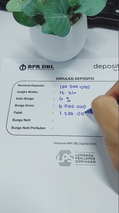 Simulasi Deposito 100jt Bunga 6% di BPR DBL 🔥 #depositobpr #bprdbl