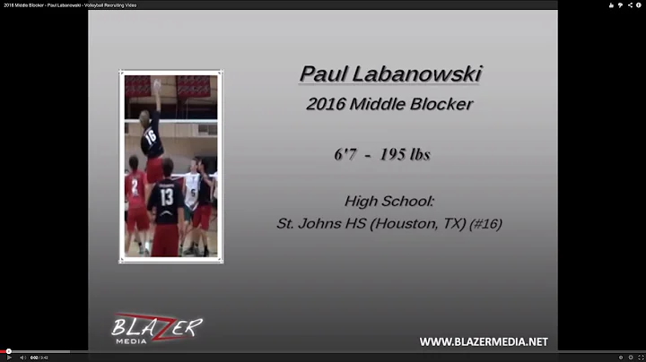 2016 Middle Blocker - Paul Labanowski - Volleyball...