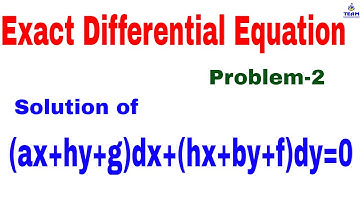 Exact Differential Equation Problem-2/First order & first Degree ODE