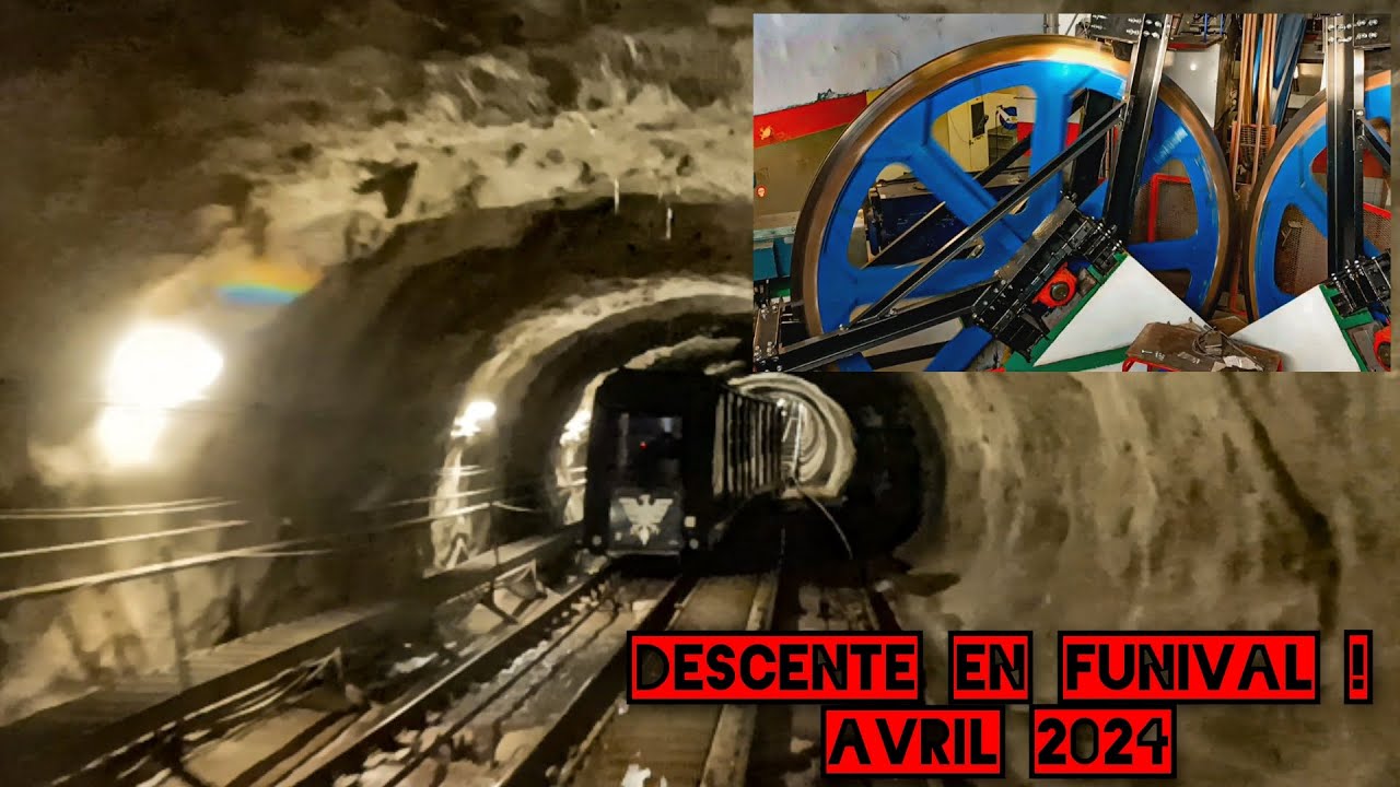 [Vidéo double écrans] Descente complète à bord du Funival avec le son de la machinerie ! ⚙️🔊