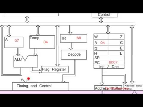 Animated Working of 8085 Microprocessor for Addition Program - YouTube