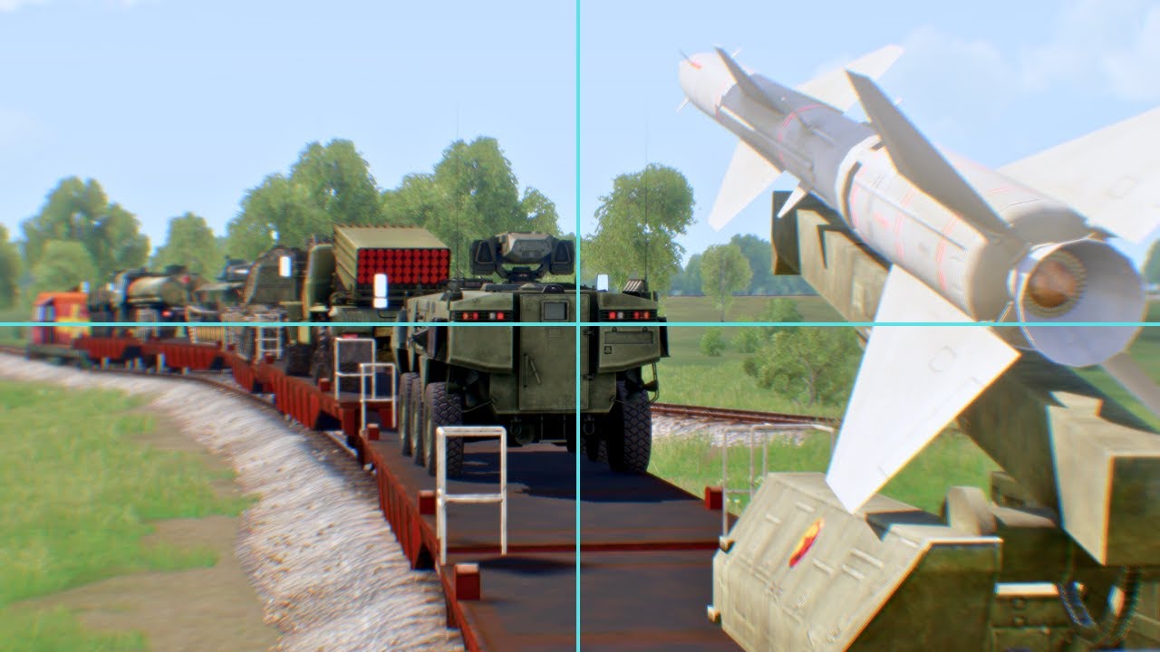 Russian Locomotive Fully Loaded with Heavy Vehicles Annihilated by Missile