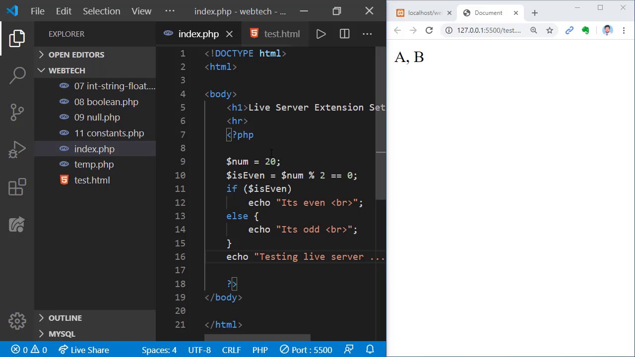 Php Live Server Vscode