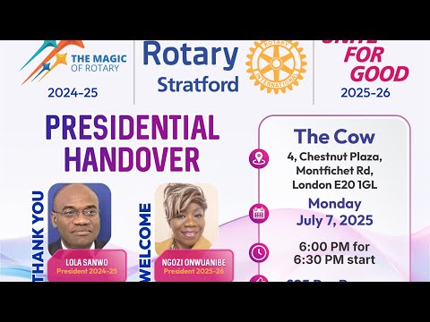 Rotary Leadership Night in London | Stratford’s Presidential Handover | Ganesh Kuppala | London