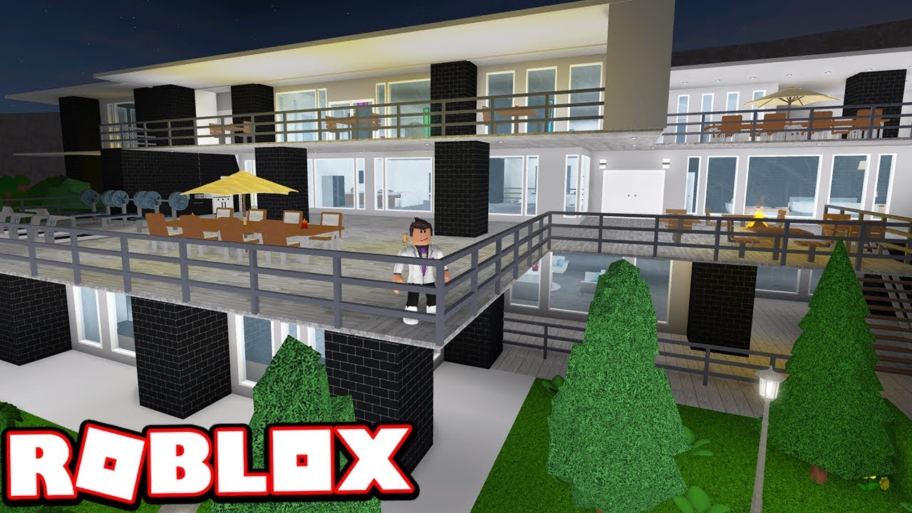 500 000 Modern Mansion House Tour Subscriber Tours Roblox Bloxburg Youtube - roblox modern house touring