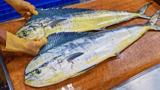 Ugly Like A Ghost Knife！Yellow Monster Fish Cutting Skills(Dolphin Fish)/醜得像把刀！鬼頭刀切割技巧, 鬼頭刀捕撈-台灣海鮮美食