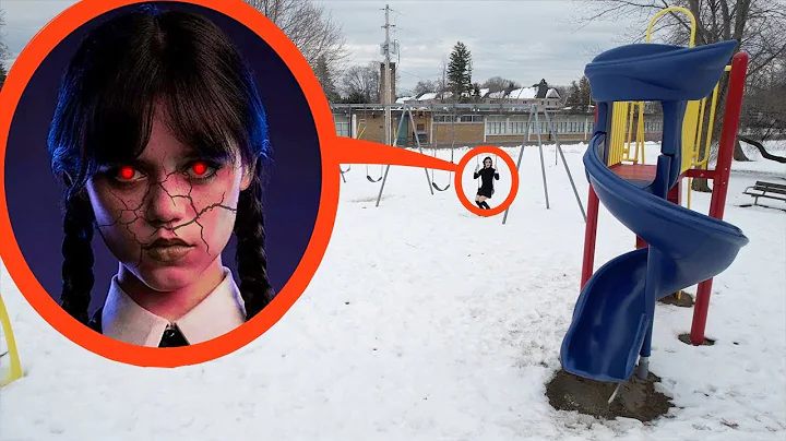 drone catches EVIL Wednesday Addams at haunted par...