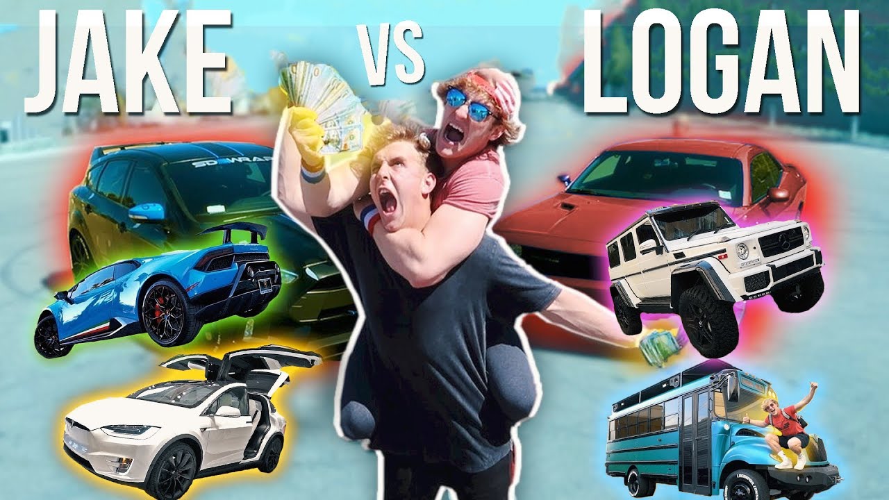 Jake Paul vs Logan Paul Car Battle (Lamborghini, Yeti ...