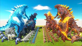 Evolution of Snow Godzilla VS Volcanic Magma Itself Size Comparison - Animal Revolt Battle Simulator
