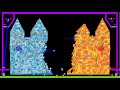 Ice vs lava castle war with irregular bricks marble race