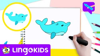 How to draw a DOLPHIN 🐬🎨| Drawing for kids | CRAFTS by Lingokids screenshot 1