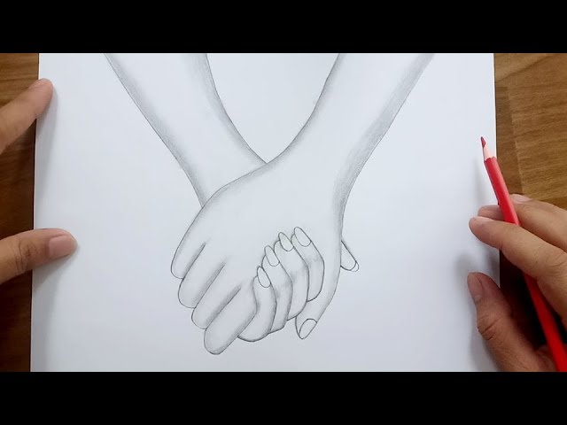 Holding hands in heart drawing