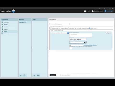 Instellen van autoresponder in Roundcube