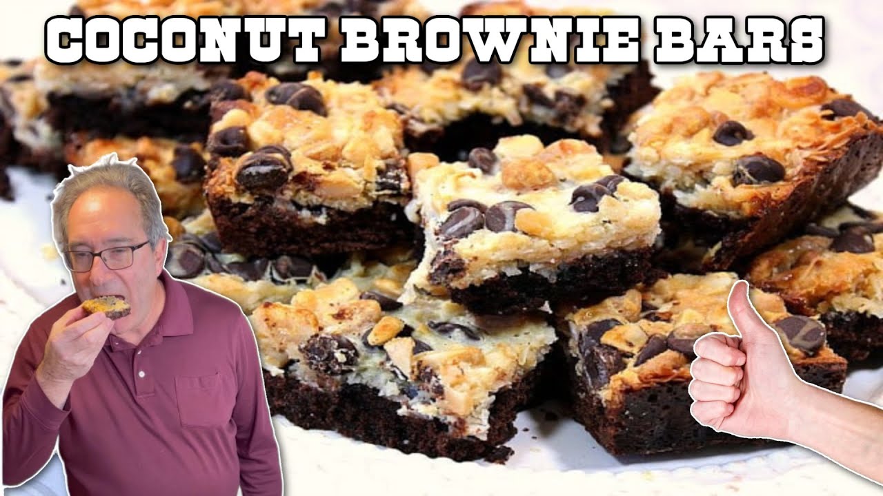 My husband tries COCONUT BROWNIE BARS for the first time.