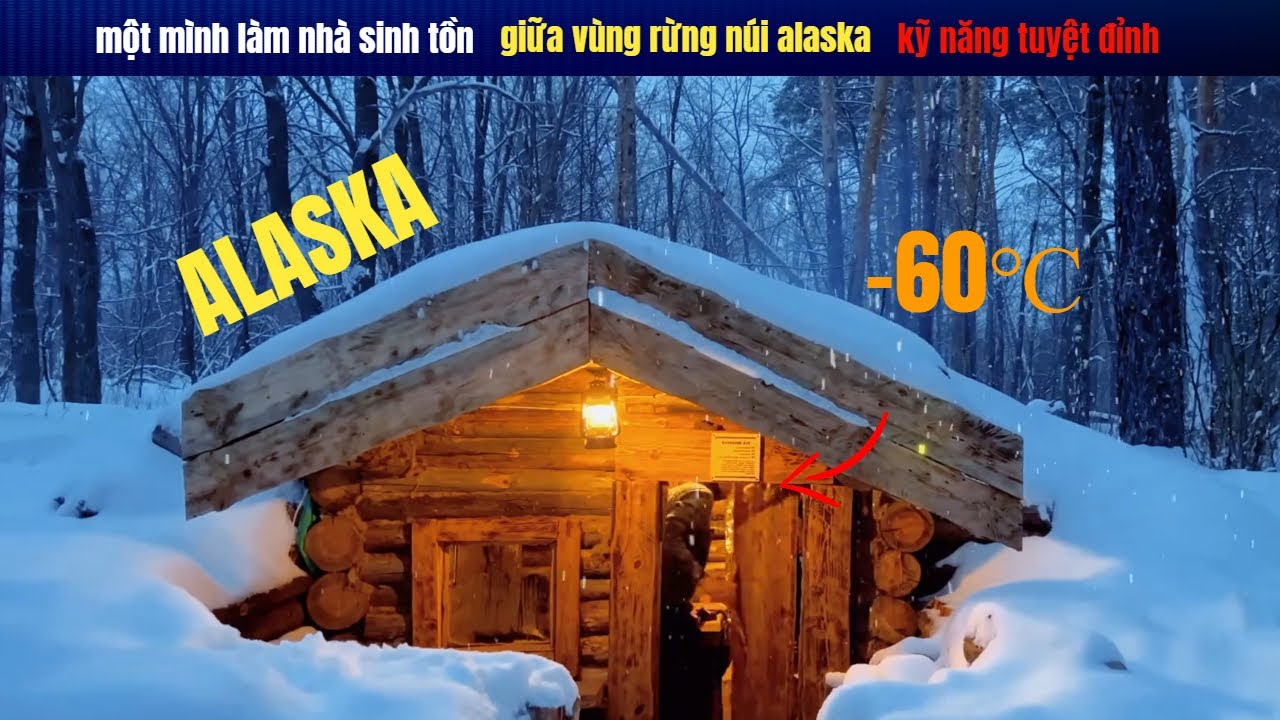 Thử Thách Sinh Tồn Nơi Hoang Dã Làm Nhà Gỗ Giữa Rừng Tuyết Sinh Tồn Trong Mùa Đông Vùng Alaska