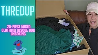 ThredUP 25 Piece Mixed Woman's Clothing Rescue Box Unboxing