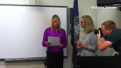 Donna Magdycz, 34, is sworn in to the #Chesterfield #Police Department by Town Clerk Barbara Girs. M