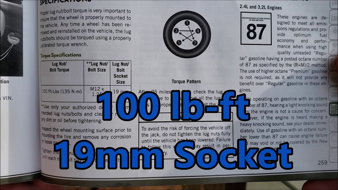 2016 Jeep Cherokee Lug Nut Torque