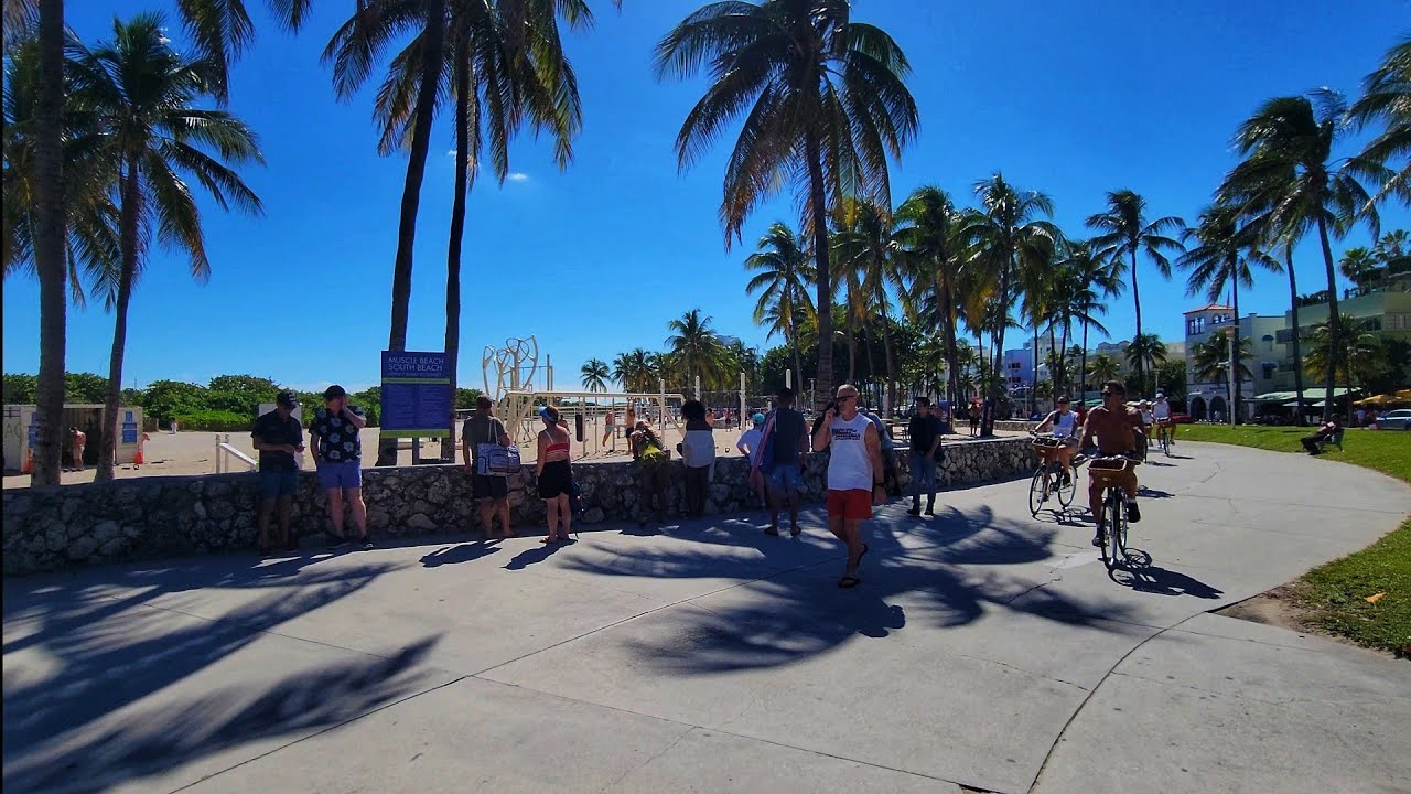 4K Lummus Park , Fall Walking Virtual Travel Tour , Miami Beach FL , October 2025