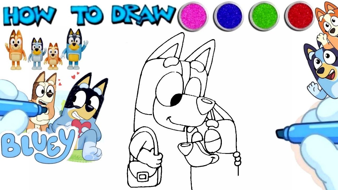 Easy Bluey Drawing Tutorial for Kids 😱 Learn to Draw Bluey and Bingo 💙🧡 ...