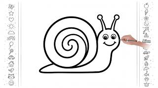 How to Draw a Snail | Animals Drawings, Painting and Coloring for Kids and Toddlers screenshot 4