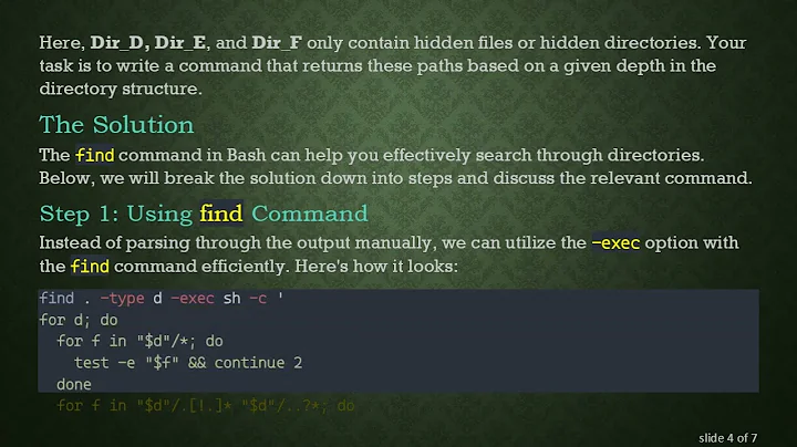 Finding All Directories with Exclusively Hidden Files in Bash