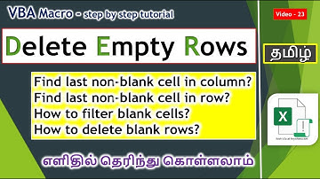 VBA Macro #24 - Delete Empty Rows in Tamil | How to Filter Blank cells and Delete in Tamil?