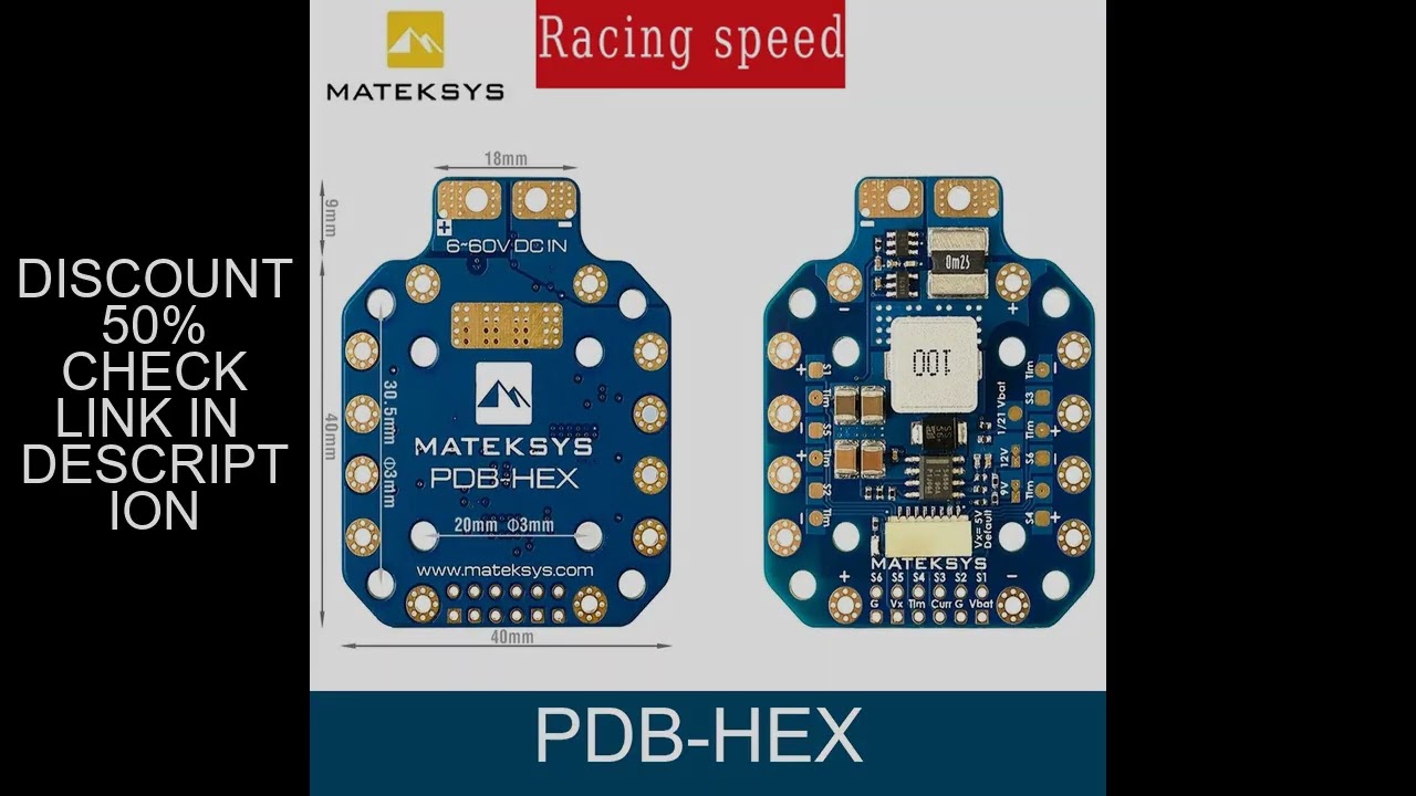 MATEK PDB-HEX 2-12S 5A 5V/9V/12V BEC Power Distribution Board PDB Outputs High Precision Current Sen