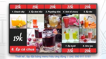 Thiết kế, lắp đặt bảng menu hiệu ứng động cho nhà hàng, quán cafe, quán nước... DS08